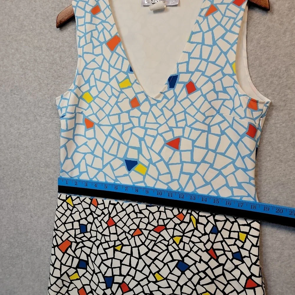 Desigual Women's Multicolored Mod Tank Dress Sleeveless Art V-Neck EU Sz 44 US M
